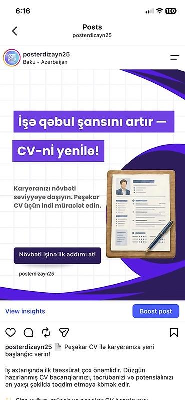 İT, kompüterlər, əlaqə: Xidmət: Peşəkar CV hazırlanması və yenilənməsi Təsvir: - İşə qəbul — 1