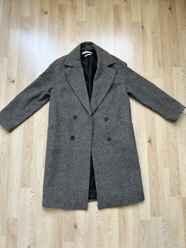 стильное пальто: Пальто, Кокон, Осень-весна, Овечья шерсть, По колено, Гусиная лапка, S (EU 36)