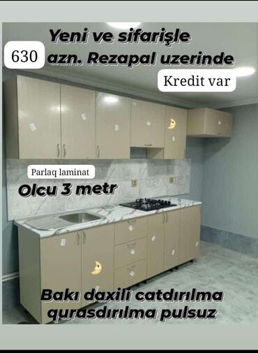 ikinci el qaplar: 🟣Yeni mətbəx mebeli 🆘 *1 pqm görə qiymətlər* 🟣Mat Laminat *180 azn*
