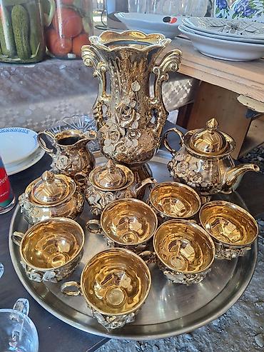 cay destleri: Çay dəsti, rəng - Qızılı, Keramika, 6 nəfərlik — 2