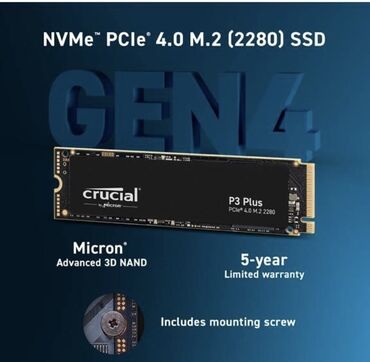 crucial: Crucial 500gb Gen 4 M.2 (2280) PCle SSD Oxuma sürəti 5000 Mb/s