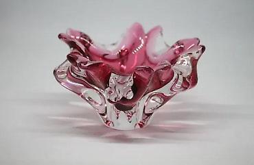 Ostali kućni dekor: Murano, ručno duvano RUŽIČASTI KRISTAL pepeljara 210gr. Murano — 8