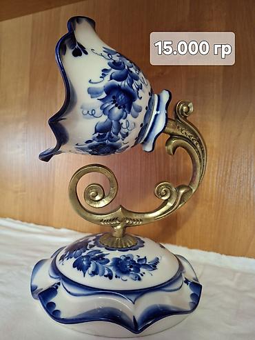 stol üstü: Gzhel üslubunda dekorativ masa lampası - Material: ağ keramik/çini — 1