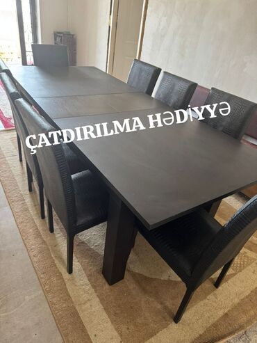 metbex stulları: Masa dəsti 310₼ Embawoodundu 8 stulla masa açılandı böyüy masası var