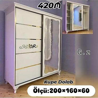 skaf kupe: Kupe dolab - Ölçü: 200×160×60 sm - Sürgülü qapılar: biri dekorativ — 1