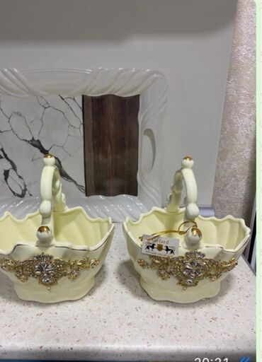 caydan caynik desti: Şıq dekorativ səbət dəsti - 2 ədəd seramik/dekorativ səbət - Krem lalafo.az -da caydan caynik desti: Şıq dekorativ səbət dəsti - 2 ədəd seramik/dekorativ səbət - Krem