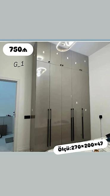 taxt 2neferlik: Mebelli qarderob dolabı – model G_1 - Rəng: parlaq boz (hi-gloss — 1