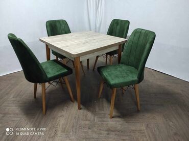 Setovi stolova i stolica: Cena kompleta 💵💸 🔹Stolica 🔹Boja -Zelena 🔹Materijal-metalni ram — 4