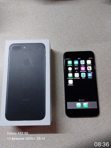 Apple iPhone: IPhone 7 Plus, Б/у, 128 ГБ, Черный, Защитное стекло, Чехол, Коробка, 100 %