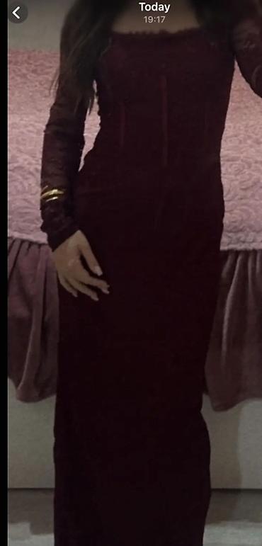 xs plata: Bordo rəngli uzun ziyafət geyimi Təzədir. Heç geyinilməyib. - Model — 2