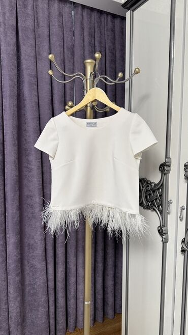 трикотажная рубашка: Блузка, Solid print, Кыска модель