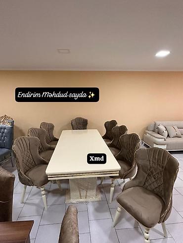 yeni stol: Qonaq otağı üçün, Yeni, Açılmayan, Dördbucaq masa, 8 stul — 1