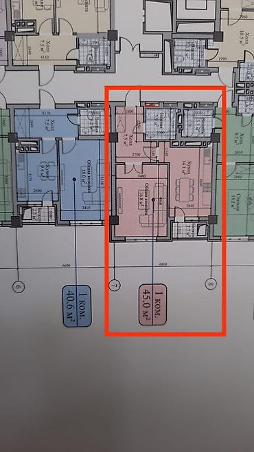 dostuk: 1 комната, 45 м², ул. Горького / Алматинка Элитка, 12 этаж, ПСО (под самоотделку) — 3