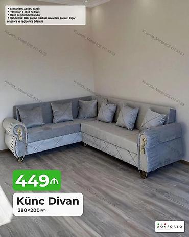 Диваны: Künc divan – 280×200 sm - Açılan, bazalı mexanizm: yatacaq funksiyası — 1