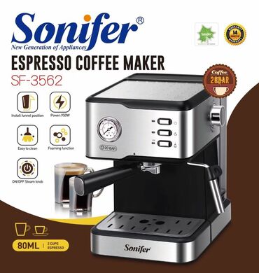 kofe aparatlari: Кофемашина Sonifer, Рожковая, С резервуаром для воды, Новый