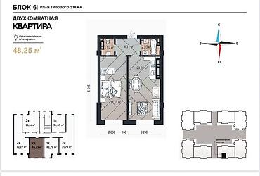 real sight: 1 комната, 47 м², Асанбай мкр Элитка, 7 этаж, ПСО (под самоотделку) — 3