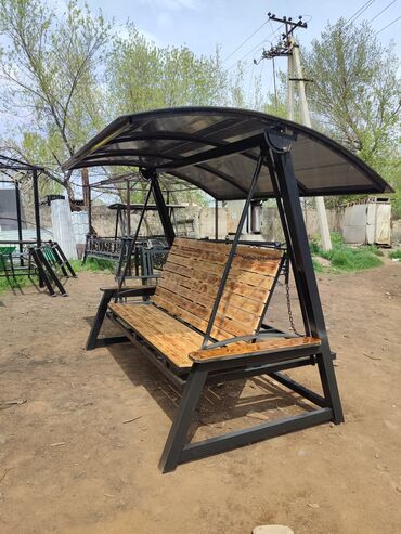 Садовые качели: Садовые качели Металл, Со спинкой, С крышей — 12