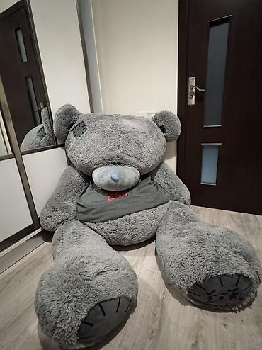 traktor oyuncaq: 2metr Böyük ölçülü peluş ayı oyuncağı - Rang: boz, burnunda mavi — 1