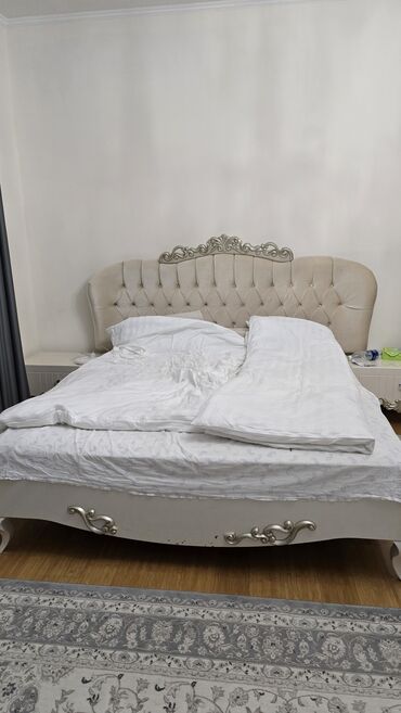 спальный гарнитур соренто: Уктоочу бөлмө гарнитуру, Колдонулган, Эки кишилик керебет, Шкаф, Комод, Турция, МДФ, Өзү алып кетүү, түсү - Ак