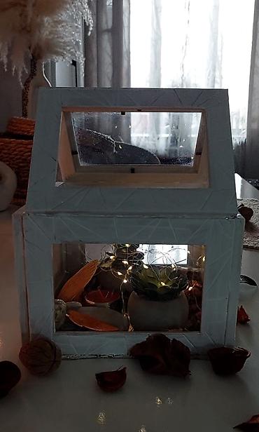 balaca ev dizaynlari: Dekorativ “fənər tipli ev vitrin" - Material: taxta karkas, bütün — 2