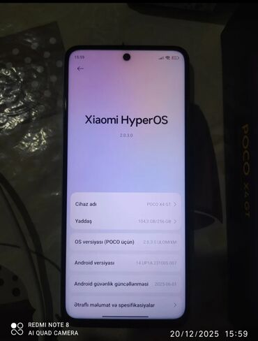 Poco: Poco X4 GT, 256 GB, rəng - Göy, Sensor, Barmaq izi, Face ID — 4