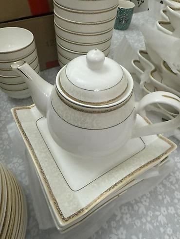 Наборы посуды: Набор фарфоровой посуды с золотым кантом - Материал: тонкий фарфор — 19