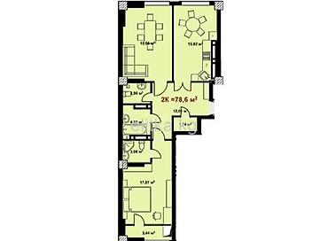 алматинская: 1 комната, 78 м², Кок-Жар мкр Элитка, 10 этаж, ПСО (под самоотделку) — 2