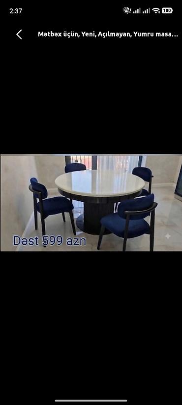ucuz stollar: Mətbəx üçün, Yeni, Açılmayan, Yumru masa, 4 stul — 1
