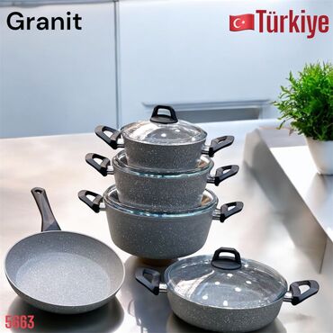 Tava-qazan dəstləri: Qazan, rəng - Boz, Qranit, Türkiyə — 3