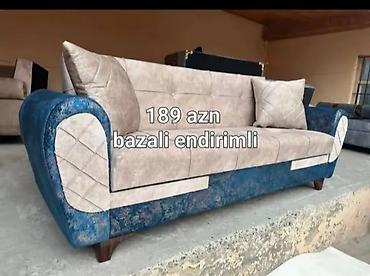 it səkli: Bazalı divan - Rəng: krem və mavi kombinasiyası, dekorativ tikişli — 1