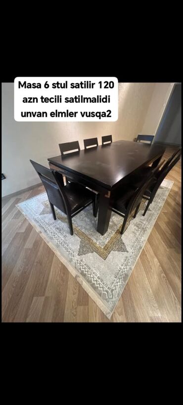 Баки: Masa 6 stul satilir 120 azn tecili satilmalidi unvan elmler vusqa2