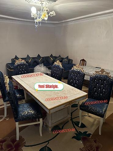 ders masa: Qonaq otağı üçün, Yeni, Açılmayan, Dördbucaq masa, 6 stul — 4