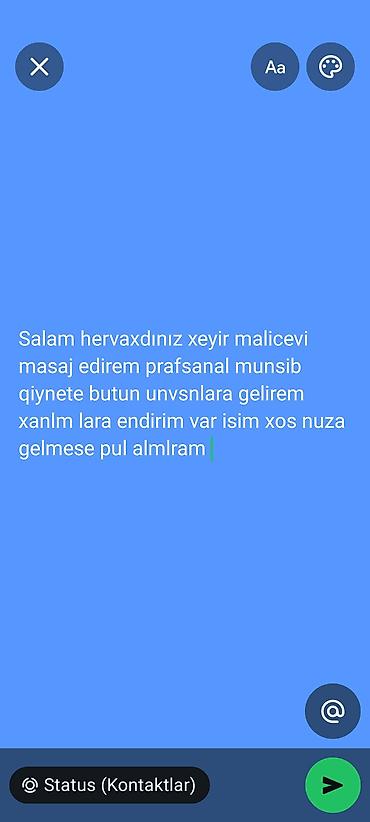 Masaj: Müalicəvi masaj, Qadınlar üçün, Evə gəlməklə — 1