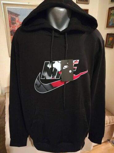 nike dukserice: Sweatshirt, 2XL (EU 56), Nike, color - Black, With a hood