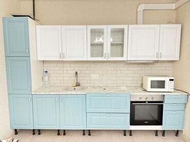 типовые размеры кухонной мебели: Кухонный гарнитур, цвет - Голубой