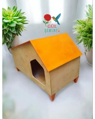 Yuvalar: Taxta pişik evi – “Burada yerim rahatdır” yazılı - Material — 22