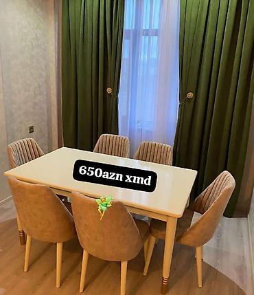 ofis stul: Mətbəx üçün, Yeni, Açılmayan, Dördbucaq masa, 6 stul — 1