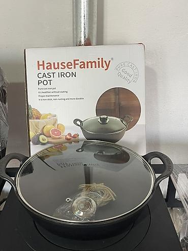 Кухонные принадлежности: Чугунная кастрюля HauseFamily (Cast Iron Pot) Литражы 15л,12л,7л,6.5л — 2