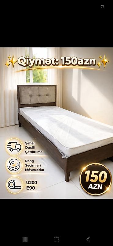 it səkli: Məhsul: Tək nəfərlik çarpayı və döşək dəsti - Qiymət: 150 AZN — 1