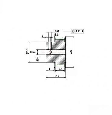 vertikala i horizontala: Aluminijumska remenica za zupčasti kaiš – 36 zuba, rupa 8 mm - Tip — 3