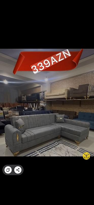 matbax mebeli: Künc divan – L şəkilli, müasir dizayn - Rəng: tünd boz - Parça — 1