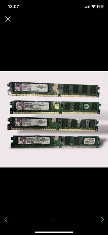 2 gb ram: Operativ yaddaş (RAM) Kingston, 2 GB, 1600 Mhz, DDR2, PC üçün, İşlənmiş