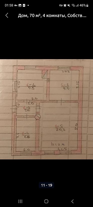 домик на дачу: Дом, 70 м², 4 комнаты. Одноэтажный кирпичный дом с узором «шахматка» — 9