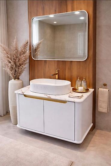 туалетный столик белый: Məhsul: Vanna otağı üçün müasir tualet masası və lavabo komplekti - — 1