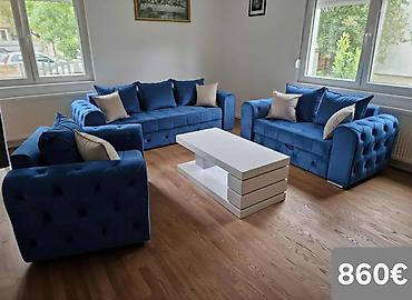 Stilske garniture: Komplet tapaciranih garnitura za dnevni boravak – moderan Chesterfield — 14