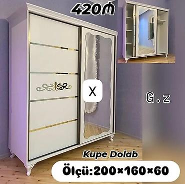 kupə: Kupe dolab - Ölçü: 200 × 160 × 60 sm - Material: ağ rəngli korpus — 1