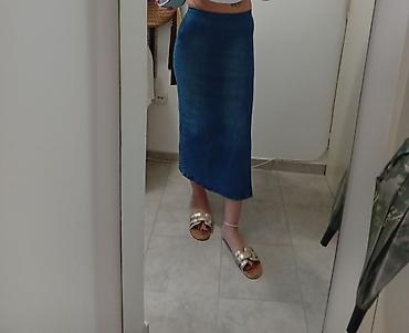 pull: Teget teksas suknja – midi/duga dužina, uskog kroja - Materijal — 2