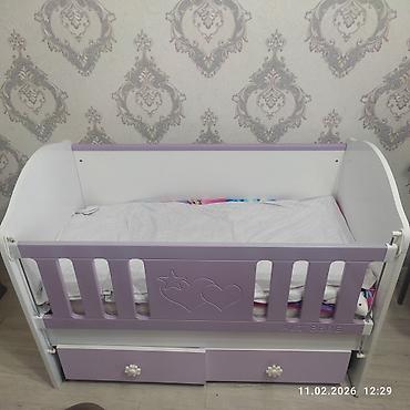 Beşiklər: Uşaq beşiyi – ALI BEBE - Rəng: bənövşəyi-ağ kombinasiya - Material — 2