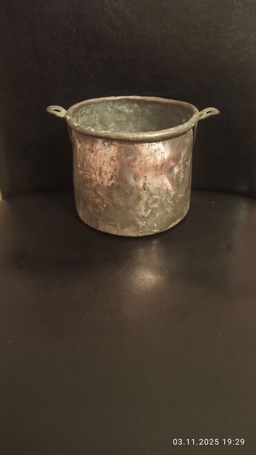 Əntiq qablar: Məhsul: Mis qab – kolleksiya üçün köhnə tipli metal qazan/kasa 1903 il — 13