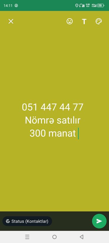 narda kredit 1 azn: Nömrə: ( 051 ) ( 514474477 ), İşlənmiş